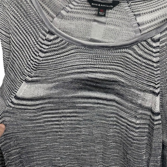 VINTAGE Rock & Republic Marled Open-Work Sweater in Grey Size XL - Picture 8 of 12